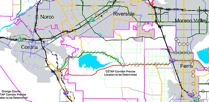 Figure 2. A zoom view of the General Plan circulation map showing the Cajalco Romona Corridor