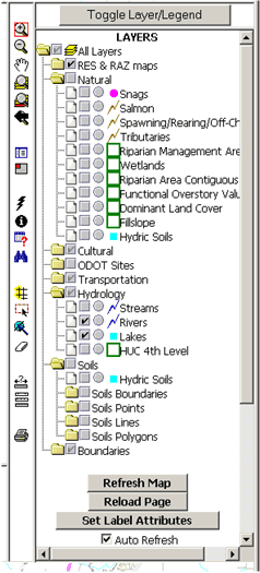 Text Box: Figure 2. Screenshot of Web TransGIS Environmental Data Layers