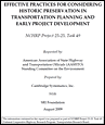 cover of Effective Practices for Considering Historic Preservation inTransportation Planning and Early Project Development