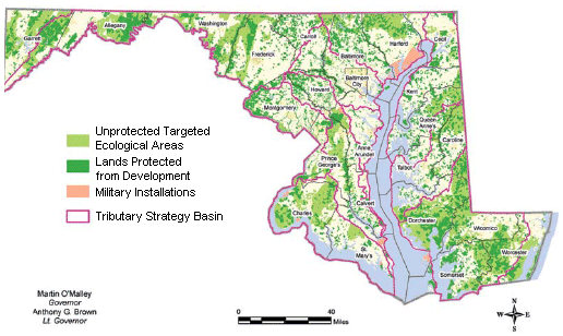 Figure 2. GreenPrint map displaying unprotected and protected ecological areas