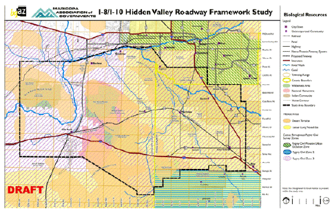 Figure 6. Biological resources map from I-8/I-10 Hidden Valley Roadway Framework Study in Arizona