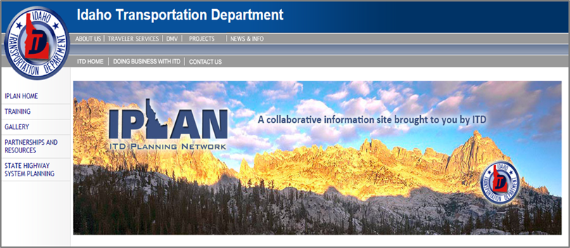 screenshot of ITD's online IPLAN portal: http://itd.idaho.gov/iplan/index.html