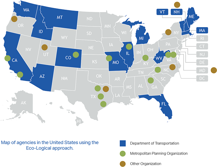 Map of agencies in the United States using the Eco-Logical approach