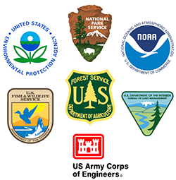 logos of the participating agencies: U.S. Environmental Protection Agency, the National Park Service, the National Oceanic and Atmospheric Administration, U.S. Fish & Wildlife Service, U.S. Forest Service, U.S. Bureau of Land Management, and the U.S. Army Corps of Engineers