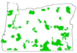 map A showing potential conservation areas on a base map developed by one statewide planning process