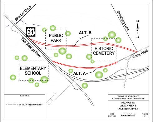 proposed alignment alternatives map