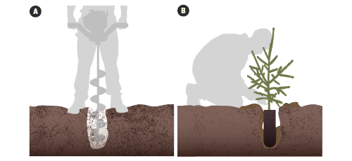 Illustration showing power auger