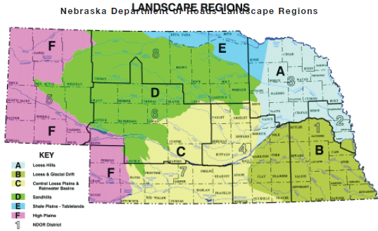 Map of Nebraska Landscape Regions