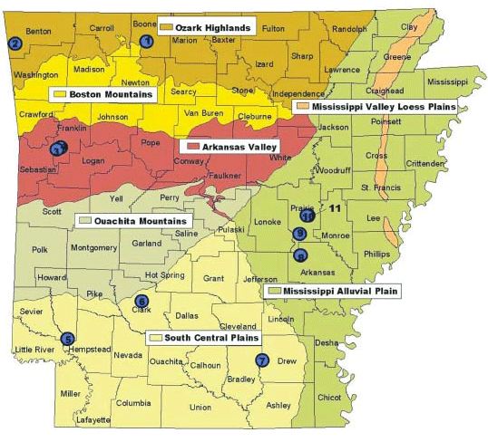 map of Arkansas ecoregions