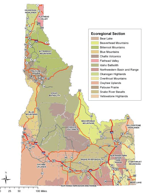 Map of Idaho ecoregions