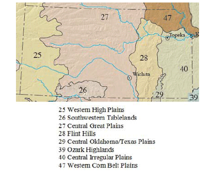 Map of Kansas ecoregions
