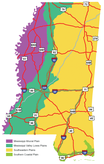 Map of Mississippi ecoregions