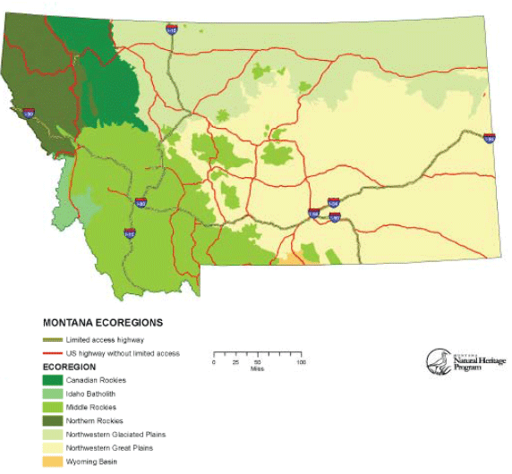 Map of Montan ecoregions