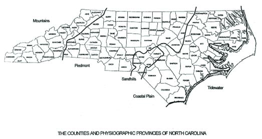 Map of North Carolina ecoregions
