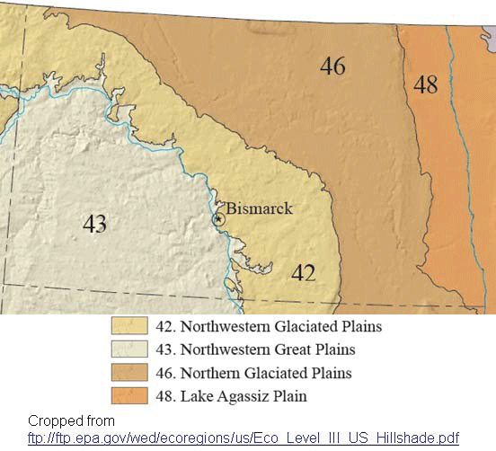 Map of North Dakota ecoregions