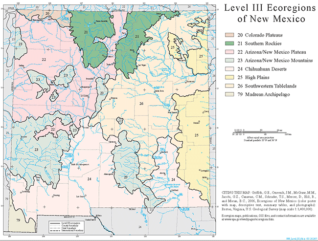 Map of New Mexico ecoregions