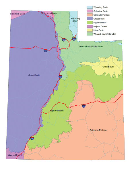 Map of Utah ecoregions
