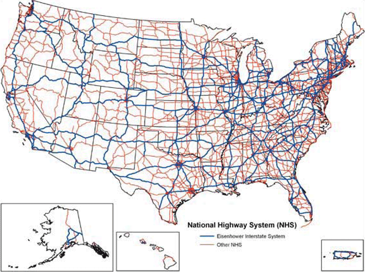 map of the national highway system