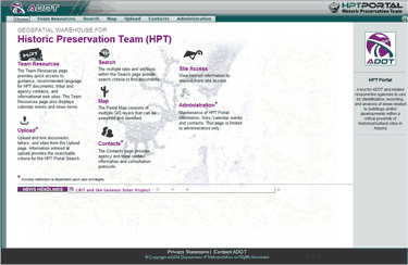 Screenshot of the Arizona Historic Preservation Team Portal web site