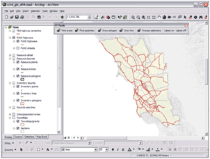 Screenshot of California Department of Transportation right-of-way database