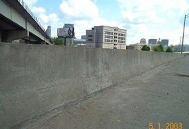 Photograph of a New Jersey Concrete Barrier bridge section