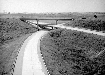 New interchanges were designed to accommodate seamless transitions between roads.  (Image courtesy of the Nebraska Department of Roads.)