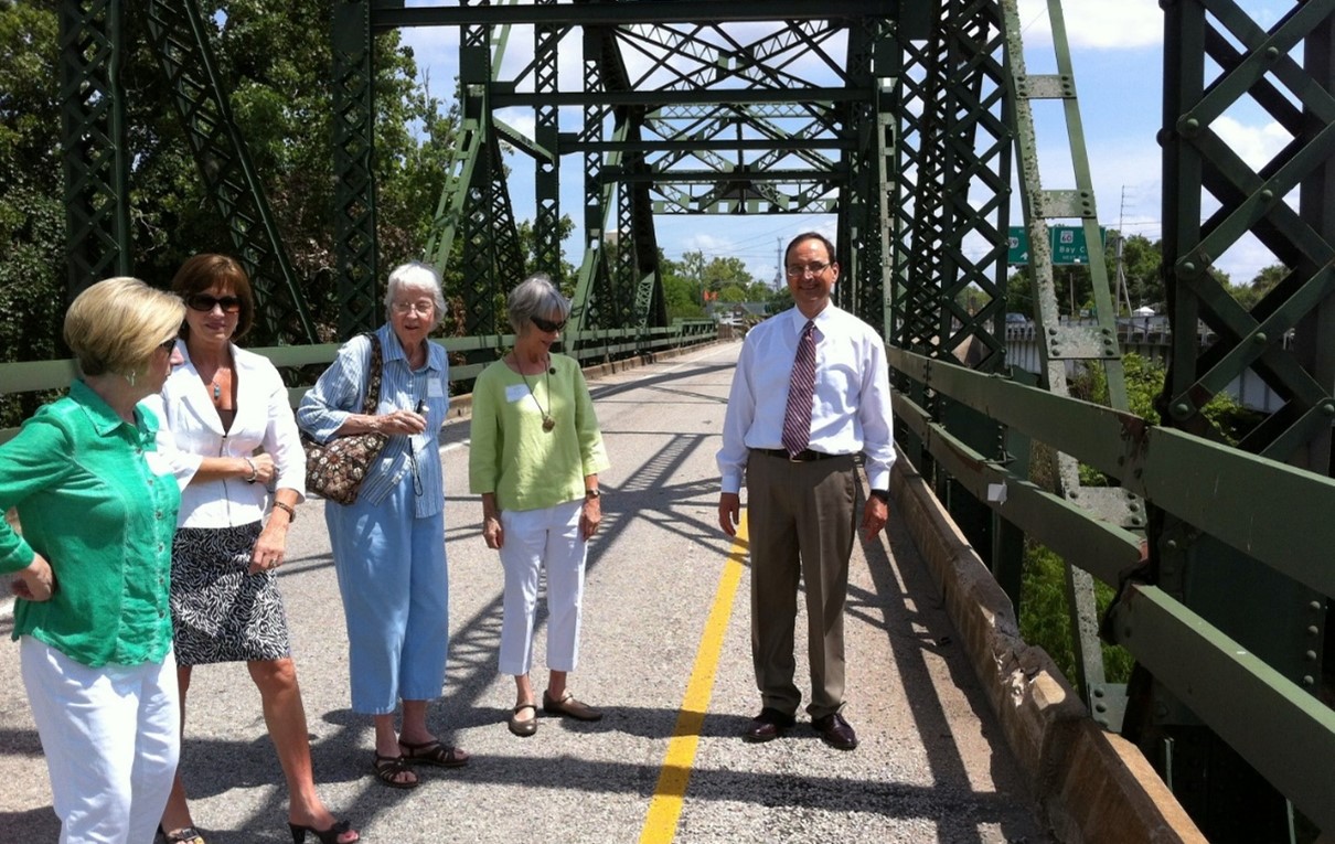 Members of the Wharton County Historical Commission visited a historic truss bridge after a Texas Department of Transportation rehabilitation project that turned the bridge into a one-way pair. The bridge contains the state’s only remaining Pennsylvania truss.