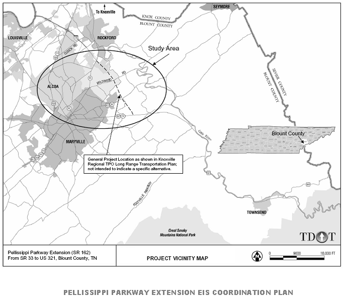 Figure 1 - Project Area Map: Map depicting the general project location in Blount County, Tennessee