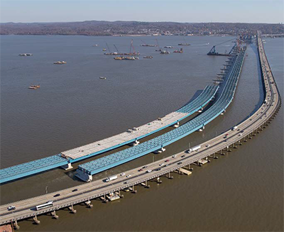photo of the Tappan Zee Bridge under construction (courtesy of New York State Thruway)