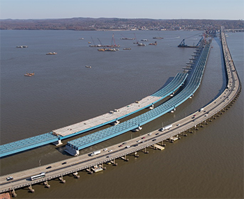 Photo of the Tappan Zee Bridge under construction