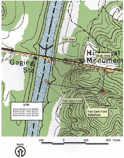 Map illustration of archaeological survey which informed the replacement of South Carolina’s Broad River Bridge.