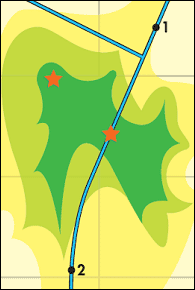 Map of planned infrastructure projects and ecologically important areas. Numbers indicate infrastructure project locations, while the stars show opportunities for the most meaningful mitigation, should it be necessary.