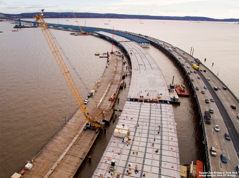 aerial photo of the Tappan Zee Bridge construction. Image source: New NY Bridge