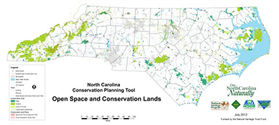 Color-coded map of the study area, generated by the Conservation Planning Tool