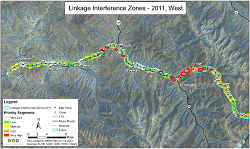 I-70 Linkage Interference Zone map