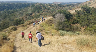 Image of people hiking down a hill