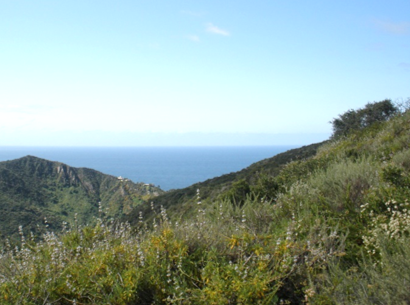 Image of mountains with an ocean view in the background