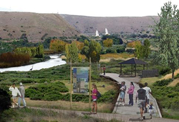 Artist rendering of a public trail in a Jordan River nature preserve