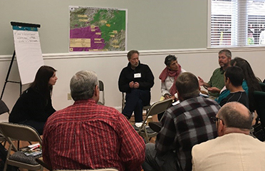 workshop attendees discussing in groups during the breakout session