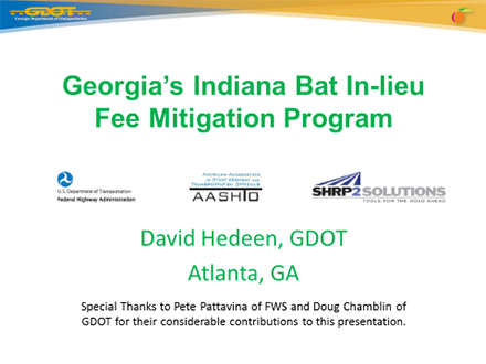 Georgia's Indiana Bat In-lieu Fee Mitigation Program Intro Slide