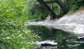 image of a river flowing under a bridge
