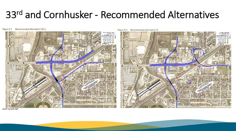maps of the two 33rd and Cornhusker recommended alternatives
