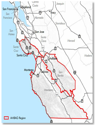 Map 1. Map of the AMBAG Region along the Central California Coast. Source: AMBAG