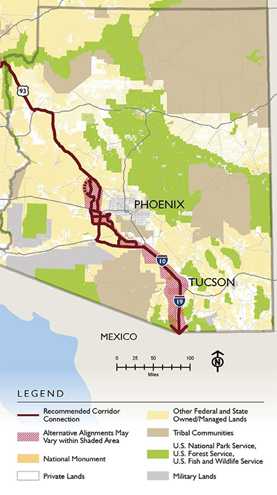 Figure 4: I-11 and IWCS Recommended Corridor Alternatives Source: MAG C19 Report