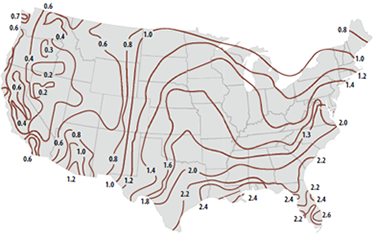 Map showing Soluble salt effects on plants - described below