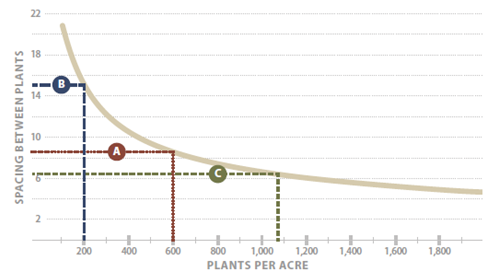 Estimating spacing between plants