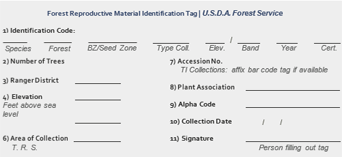 Example of Forest Service plant material collection tag 