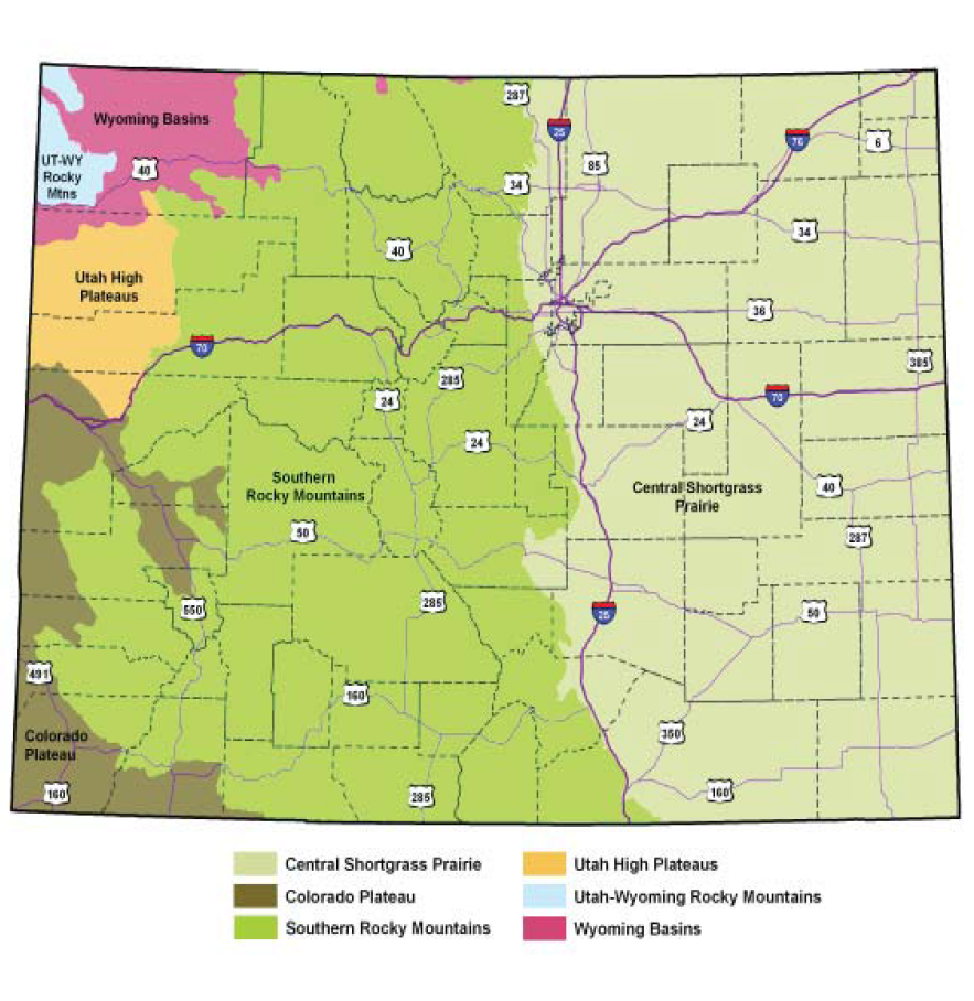 Map of Colorado ecoregions.
