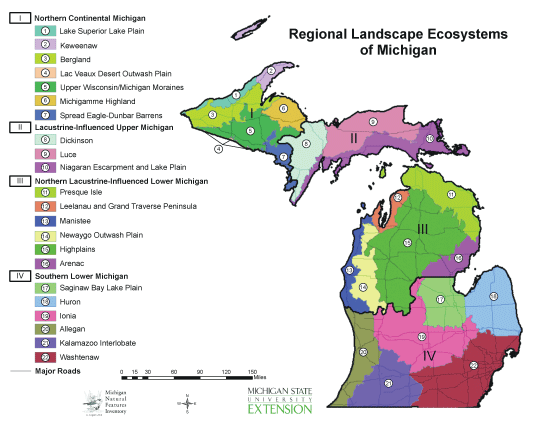 Map of Michigan ecoregions
