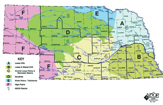 Map of Nebraska ecoregions